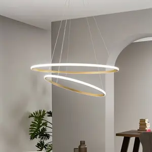 Luce Ambiente Design Suspension LED Axis, Ø 80/60 cm, dorée, métal, CC... pas cher