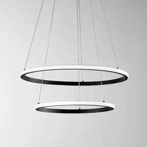 Luce Ambiente Design Suspension LED Axis, Ø 60/40 cm, noir, métal, CCT... pas cher