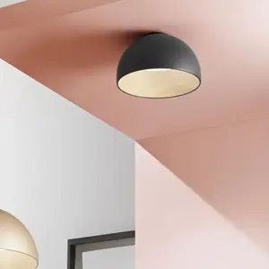 Plafonnier led rond en métal 35 cm avec lumière réglable coco - noir pas cher