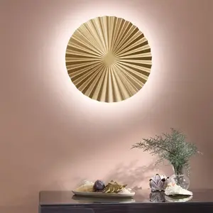 Applique led ronde en métal plissé style vintage anadara - or pas cher