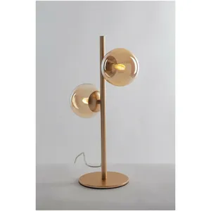 Lampe de table globe Table Satin Laiton avec des diffuseurs de champag... pas cher
