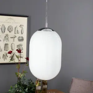 Fan europe luce_ambiente_design - suspension de plafond ovale en verre, blanc, e27 pas cher