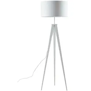 Lampadaire trépied en métal abat-jour en tissu ibis - blanc pas cher