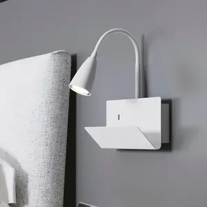 Fan europe gulp - étagère murale usb à bras flexible, blanc, gu10