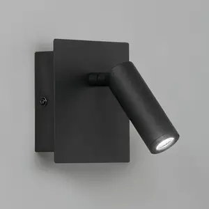 Applique murale en métal avec spot led orientable dickens - noir pas cher