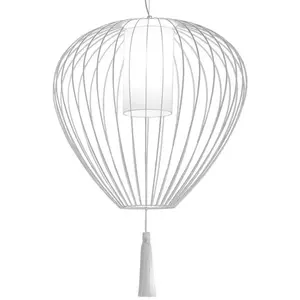 KARMAN lampe à suspension CELL Ø 84 x H 89 cm (Blanc brillant - Fer et linge)Vendu parmyareadesign