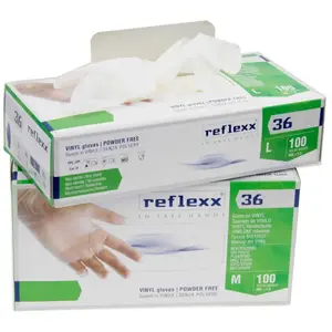 Gants en vinyle Reflexx R36 sans poudre 100 % latex 4,4 g Cat. 3 100 pièces l pas cher