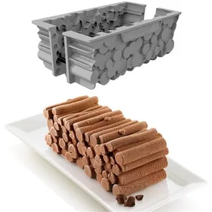 Kit bûche forêt 24x10 cm - Silikomart - Gris - Silicone pas cher
