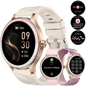 WENZYLIQUOX Montre Connectée Femme pour iPhone/Samsung/Android1. sportifs/Fonction Féminine/Fréquence Cardiaque/SpO2