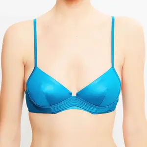 La Perla - Haut de maillot triangle Beach Nervures bleu T.36/B pas cher