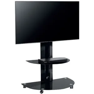 MUNARI meuble pour TV jusqu'à 50" CE080NE CE 080 NE (Noir - Verre) pas cher