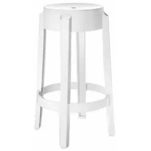 Kartell Charles Ghost, Tabouret Medium, H. 65 cm, Blanc, Lot de 2