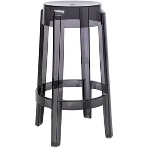 Kartell Charles Ghost, Tabouret Medium, H. 65 cm, Fumè, Lot de 2