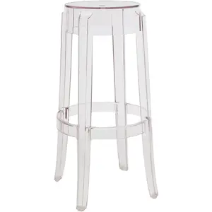 Kartell Charles Ghost, Tabouret Medium, H. 65 cm, Cristal, Lot de 2