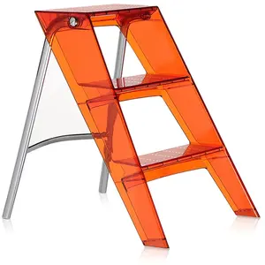 KARTELL escabeau UPPER (Rouge orangé - Polycarbonate / Acier chromé) pas cher