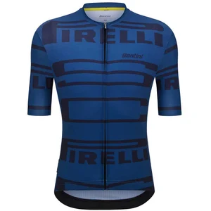 Comparateur de prix : Maillot Santini X Pirelli Sport Club manche courte bleu pétrole - Coupe Slim - M