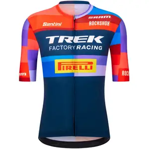 Santini Maillot Trek Factory Racing 2025 manches courtes bleu rouge - XL pas cher