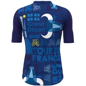 Santini Maillot Tour de France 2024 Étape 3 Turin manche courte bleu - Coupe Classic - L