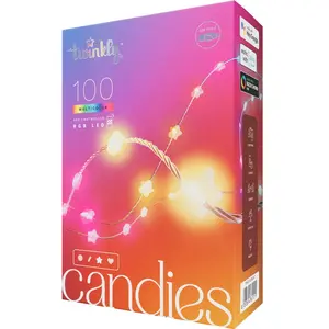 Twinkly - Guirlande étoile connectée IP20 6m 100 leds rgb fil transparent candies