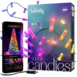 Comparateur de prix : Guirlande Bougie connectée IP20 12m 200 LEDS RGB fil vert TWINKLY CANDIES