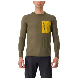 Comparateur de prix : Maillot Castelli Unlimited Merino manche longue gris mousse jaune - M