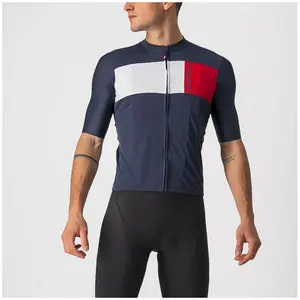 Maillot Castelli Prologo 7 manche courte bleu marine argenté rouge - XL pas cher