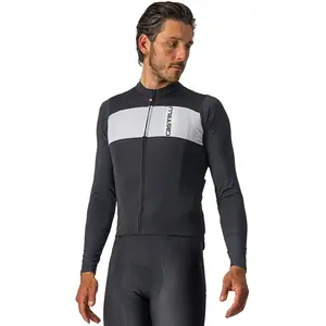 Maillot Castelli Prologo 7 manche longue noir argenté blanc - S pas cher