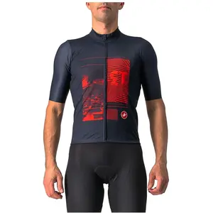 Maillot Castelli 13 Screen manche courte bleu foncé rouge - S pas cher