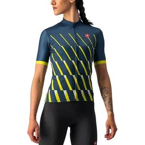 Comparateur de prix : Maillot Castelli Pendio manche courte bleu marine jaune femme - L