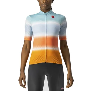 Maillot Castelli Dolce manche courte bleu céleste orange femme - L pas cher