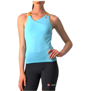 Maillot Castelli Solaris bretelles bleu céleste orange femme - XS pas cher