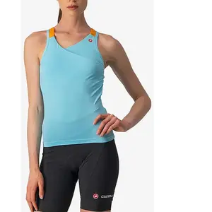 Maillot Castelli Solaris bretelles bleu céleste orange femme - XL pas cher
