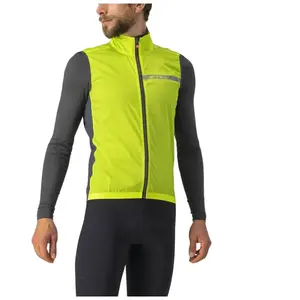 Gilet coupe-vent Castelli Squadra Stretch vert lime électrique gris - M
