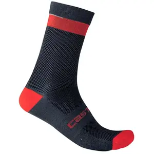 Castelli Alpha 18 Sock - Chaussettes vélo Savile Blue / Red L / XL pas cher