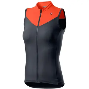 Maillot Castelli Solaris sans manches bleu foncé rose-orange femme - L pas cher