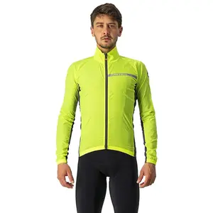 Veste fine coupe-vent Castelli Squadra Stretch jaune fluo gris - XL pas cher
