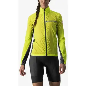 Comparateur de prix : Veste fine coupe-vent Castelli Squadra Stretch jaune fluo gris foncé femme - XL