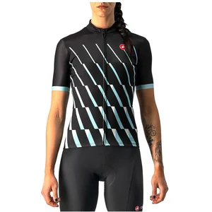 Maillot Castelli Pendio manche courte noir bleu céleste femme - S pas cher