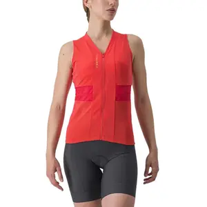 Maillot Castelli Anima 4 sans manches rouge hibiscus femme - M pas cher