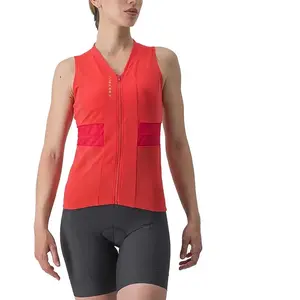 Maillot Castelli Anima 4 sans manches rouge hibiscus femme - L pas cher
