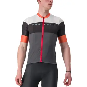 Maillot Castelli Sezione manche courte gris foncé blanc rouge - S pas cher