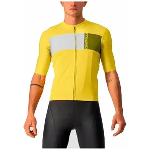 Comparateur de prix : Maillot Castelli Prologo 7 manche courte jaune clair blanc vert - M