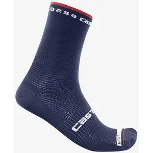 Chaussettes unisexe castelli rosso corsa pro 15 bleu blanc pas cher