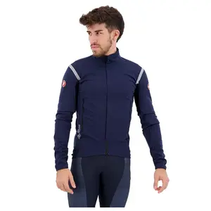Veste Castelli Perfetto RoS 2 Rosso Corsa GORE-TEX INFINIUM manche amovible bleu foncé argent - S pas cher