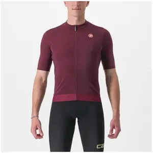 Maillot manches courtes castelli essenza rouge bordeaux pas cher
