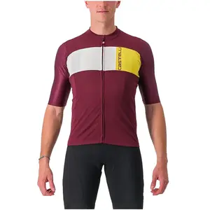 Maillot Castelli Prologo 7 manche courte bordeaux blanc jaune - XXLVendu parbobshop