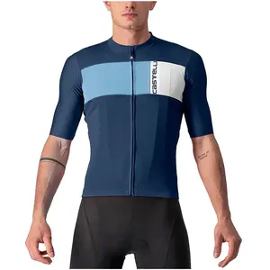Comparateur de prix : Maillot Castelli Prologo 7 manche courte bleu foncé intense argent - M