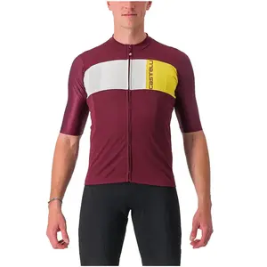 Maillot Castelli Prologo 7 manche courte bordeaux blanc jaune - XL