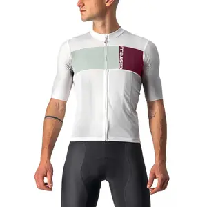 Maillot manches courtes castelli prologo 7 gris clair vert clair pas cher