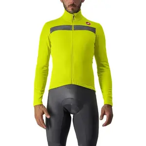 Maillot Castelli Puro 3 manche longue vert lime argent réfléchissant - L